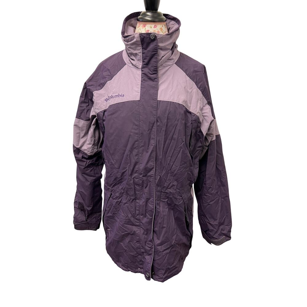💜 Columbia Sportswear L Purple Interchange Jacket – Waterproof Outdoor Coat
